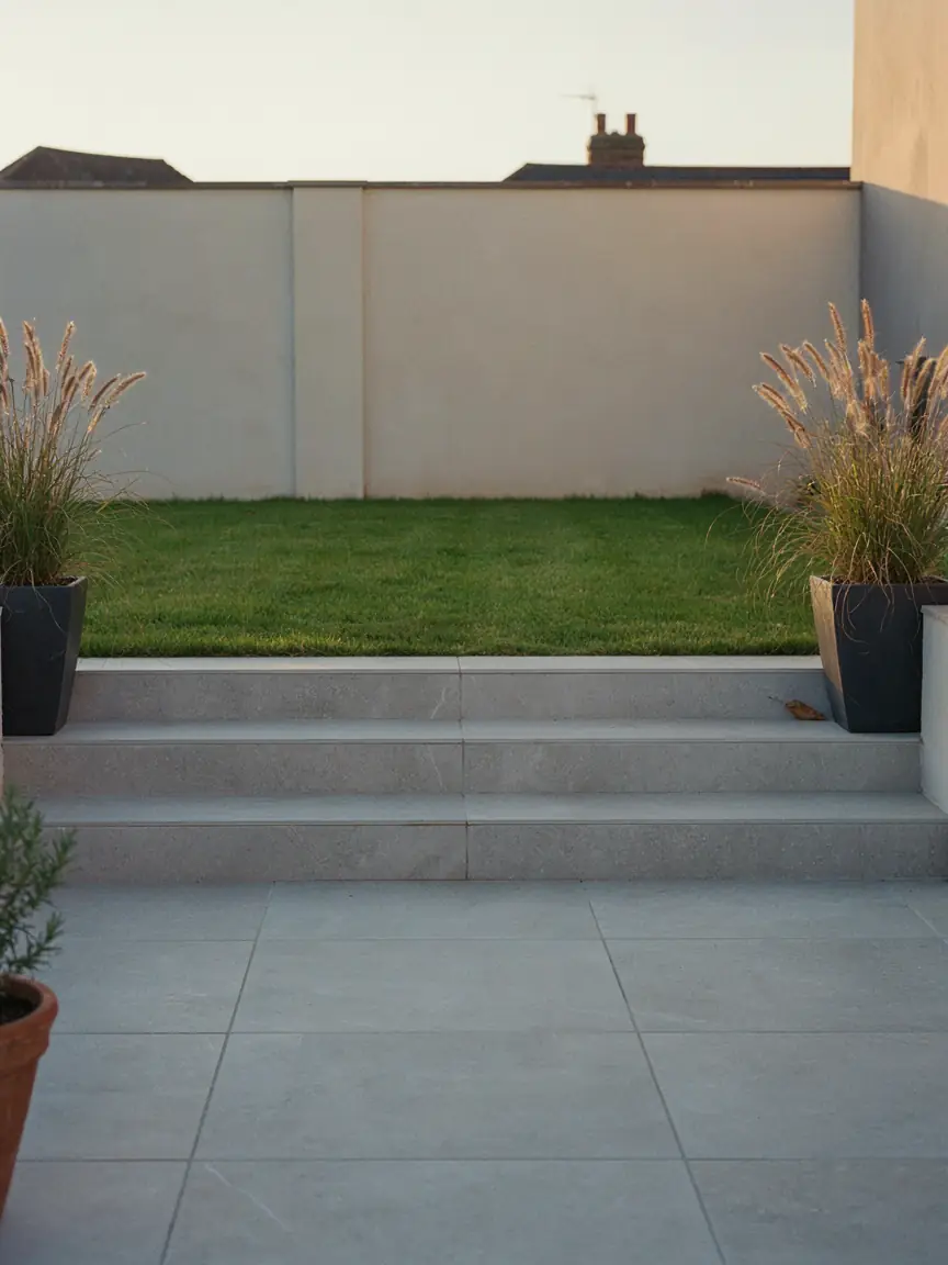 Porcelain patio and steps in Clitheroe